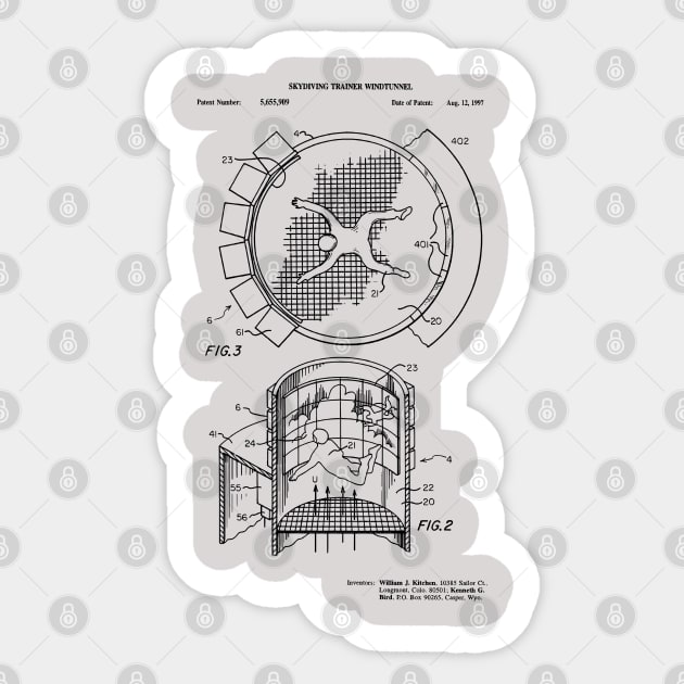 Indoor Skydiving Simulator Patent Print Sticker by MadebyDesign